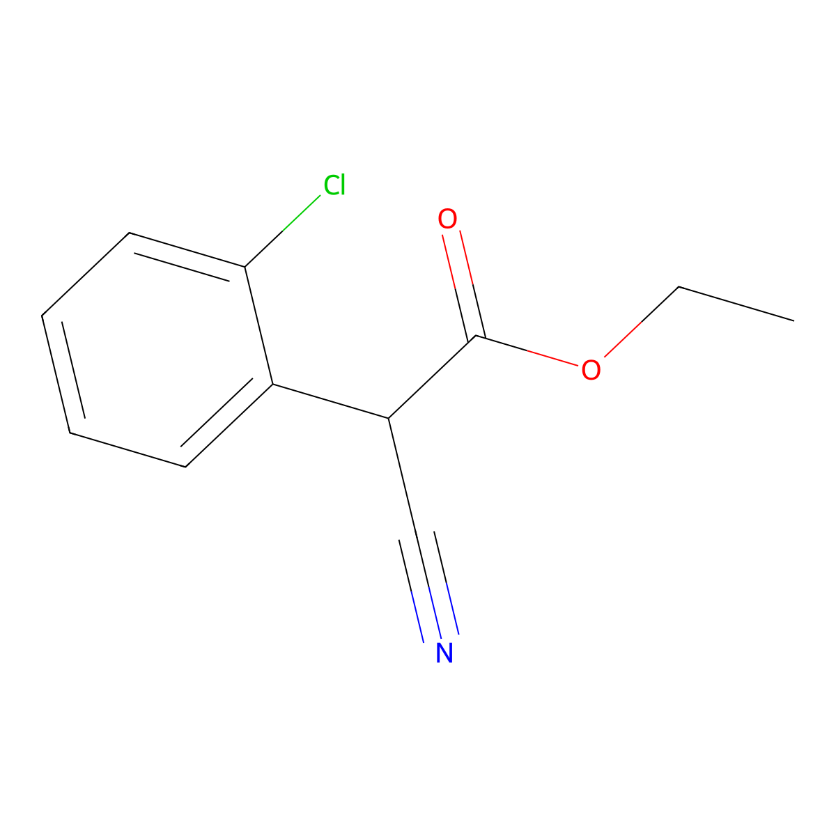 Ethyl 2-(2-chlorophenyl)-2-cyanoacetate molecular structure, CAS 4383-51-1
