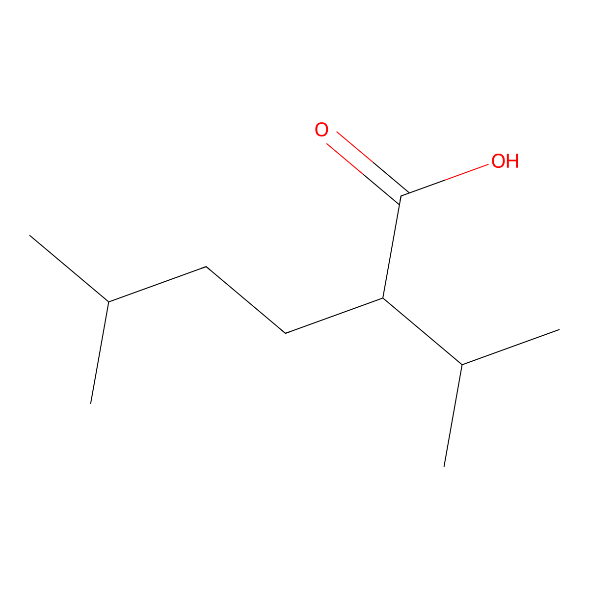 2-Isopropyl-5-methylhexanoic acid molecular structure, CAS 4384-07-0