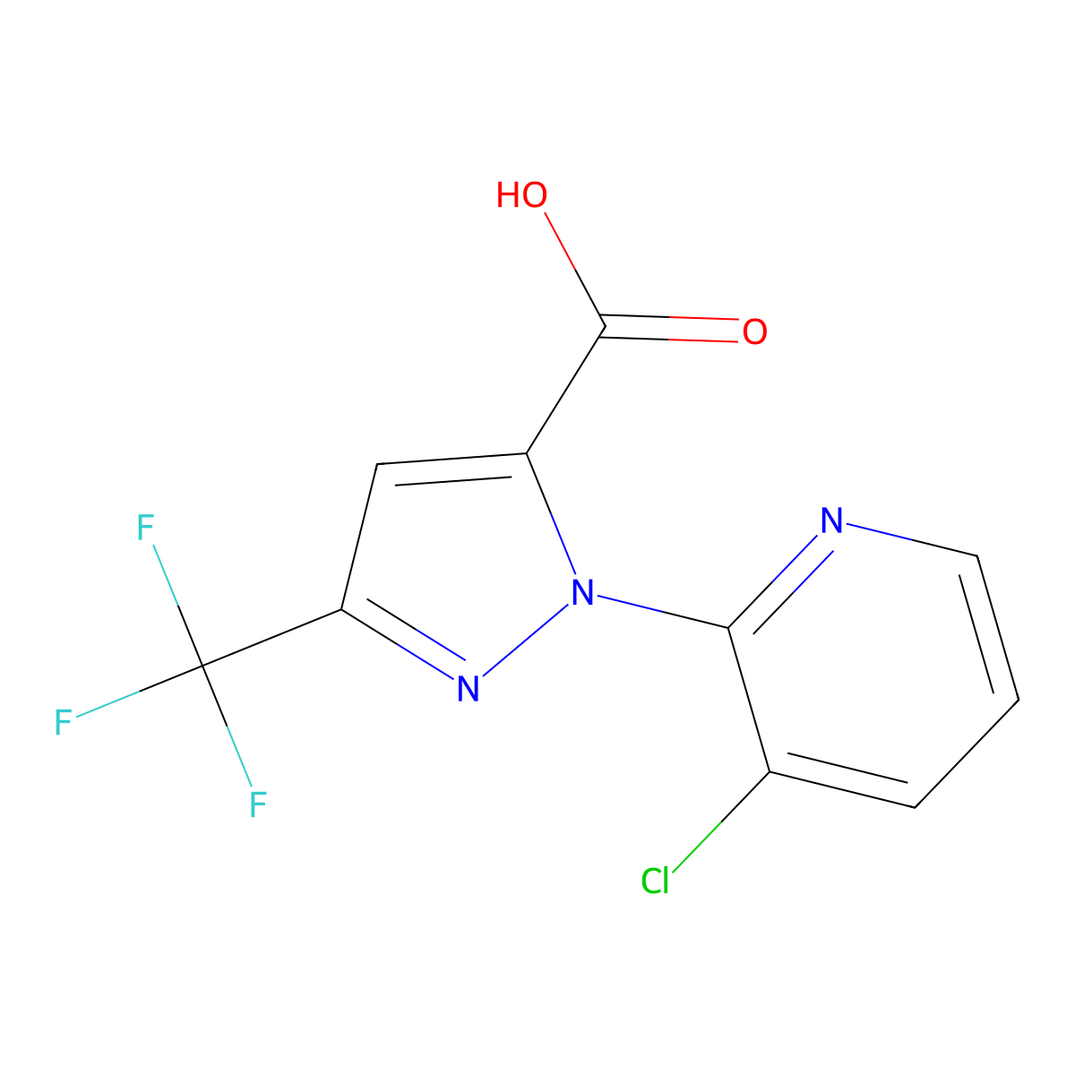 1-(3-chloro-2-pyridinyl)-3-(trifluoromethyl)-1H-pyrazole-5-carboxylic acid molecular structure, CAS 438450-39-6
