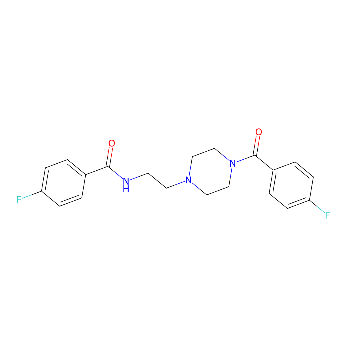 4-fluoro-N-[2-[4-(4-fluorobenzoyl)piperazin-1-yl]ethyl]benzamide molecular structure, CAS 438452-51-8