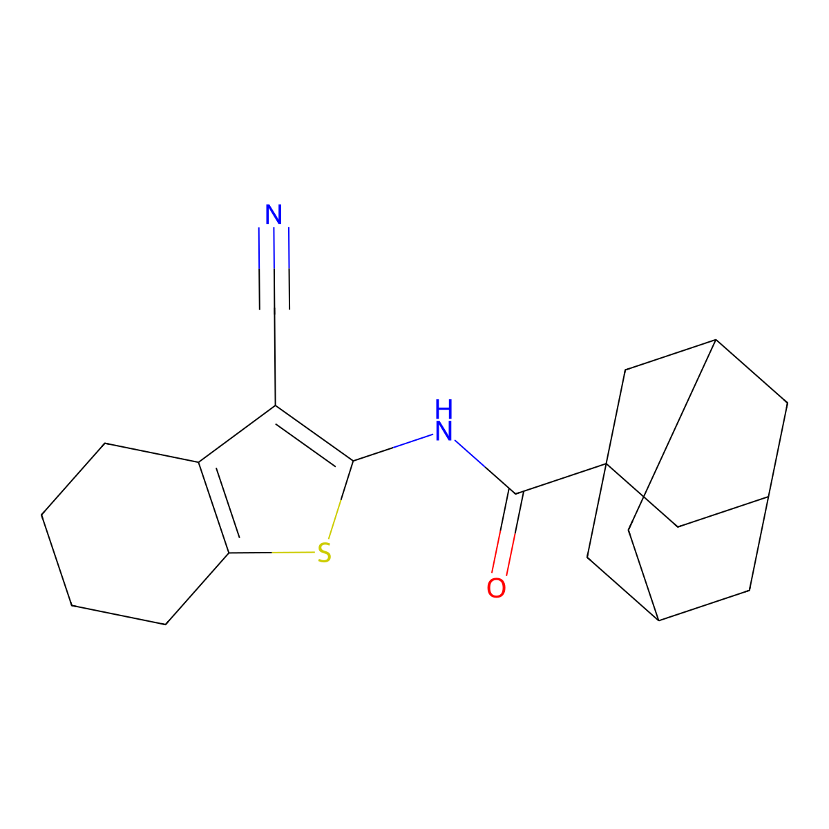 N-(3-cyano-4,5,6,7-tetrahydro-1-benzothien-2-yl)-1-adamantanecarboxamide molecular structure, CAS 438452-72-3