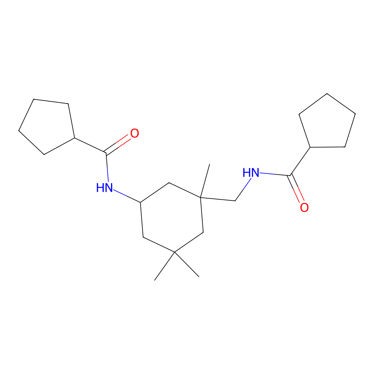 N-(3-{[(cyclopentylcarbonyl)amino]methyl}-3,5,5-trimethylcyclohexyl)cyclopentanecarboxamide molecular structure, CAS 438453-42-0