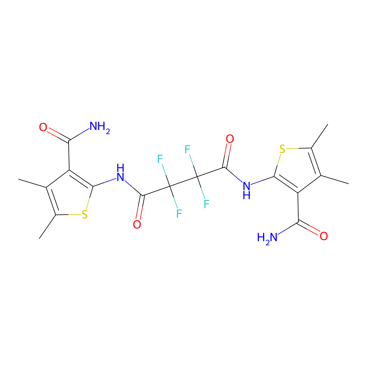 N,N'-bis(3-carbamoyl-4,5-dimethylthiophen-2-yl)-2,2,3,3-tetrafluorobutanediamide molecular structure, CAS 438453-76-0