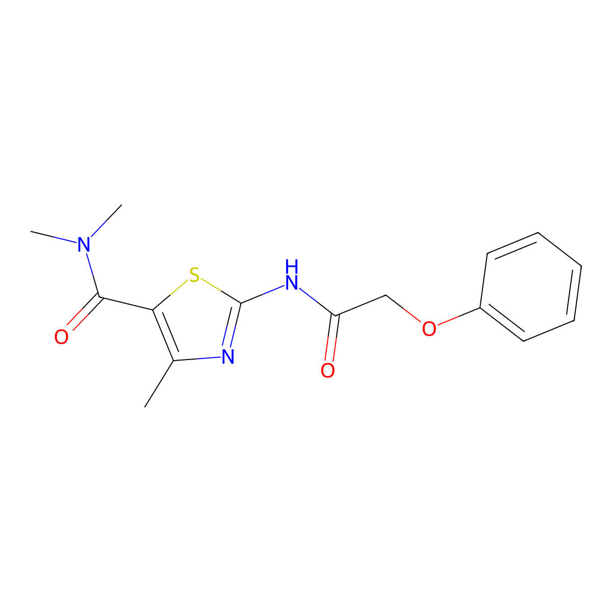 N,N,4-trimethyl-2-[(2-phenoxyacetyl)amino]-1,3-thiazole-5-carboxamide molecular structure, CAS 438454-03-6