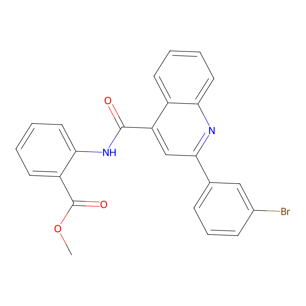 Methyl 2-[[2-(3-bromophenyl)quinoline-4-carbonyl]amino]benzoate molecular structure, CAS 438454-30-9