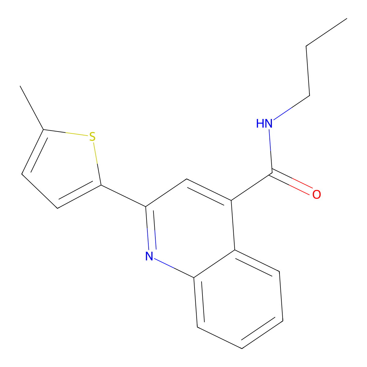 2-(5-methylthiophen-2-yl)-N-propylquinoline-4-carboxamide molecular structure, CAS 438454-48-9