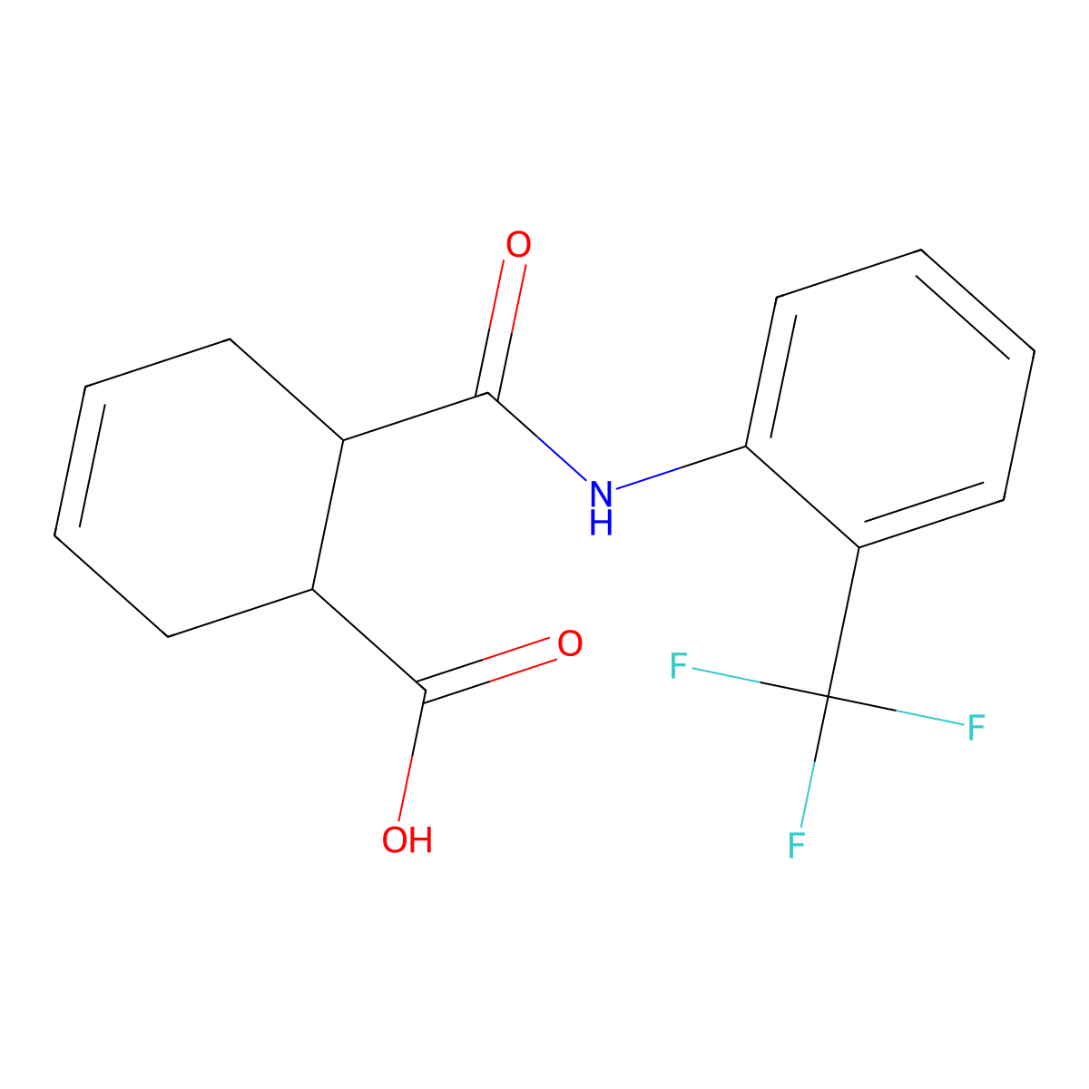 6-[[2-(Trifluoromethyl)phenyl]carbamoyl]cyclohex-3-ene-1-carboxylic acid molecular structure, CAS 438454-51-4