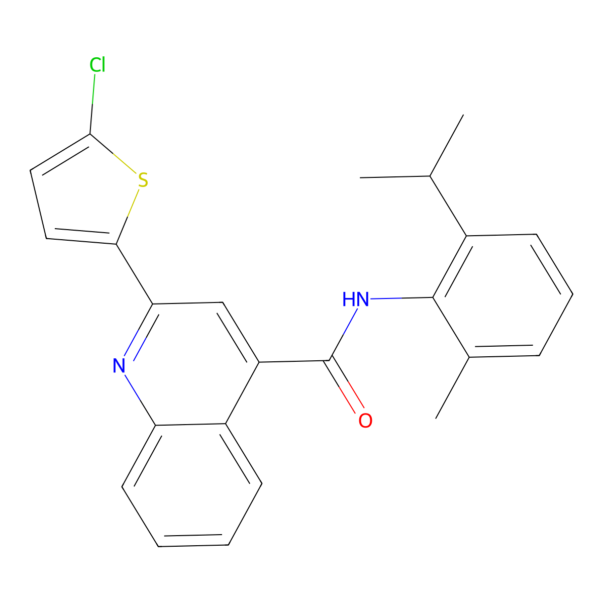 2-(5-chloro-2-thienyl)-N-(2-isopropyl-6-methylphenyl)-4-quinolinecarboxamide molecular structure, CAS 438454-56-9