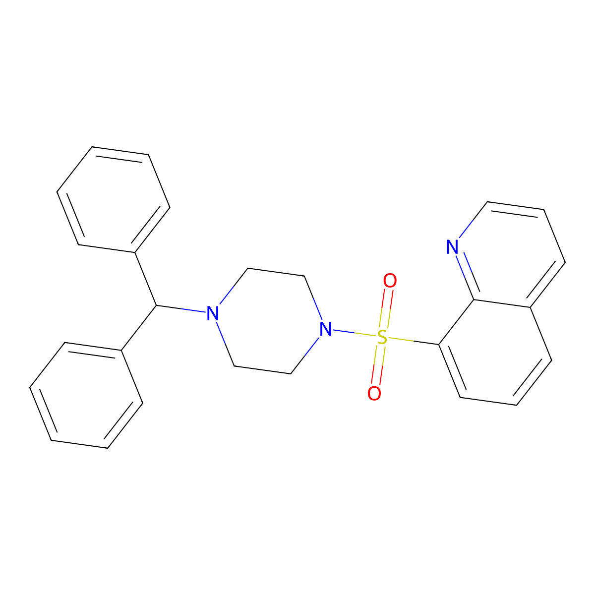 8-((4-Benzhydrylpiperazin-1-yl)sulfonyl)quinoline molecular structure, CAS 438454-73-0