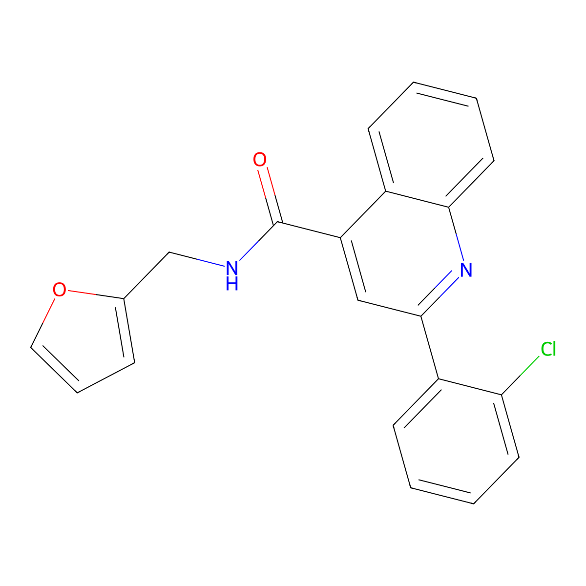 2-(2-chlorophenyl)-N-(furan-2-ylmethyl)quinoline-4-carboxamide molecular structure, CAS 438454-76-3
