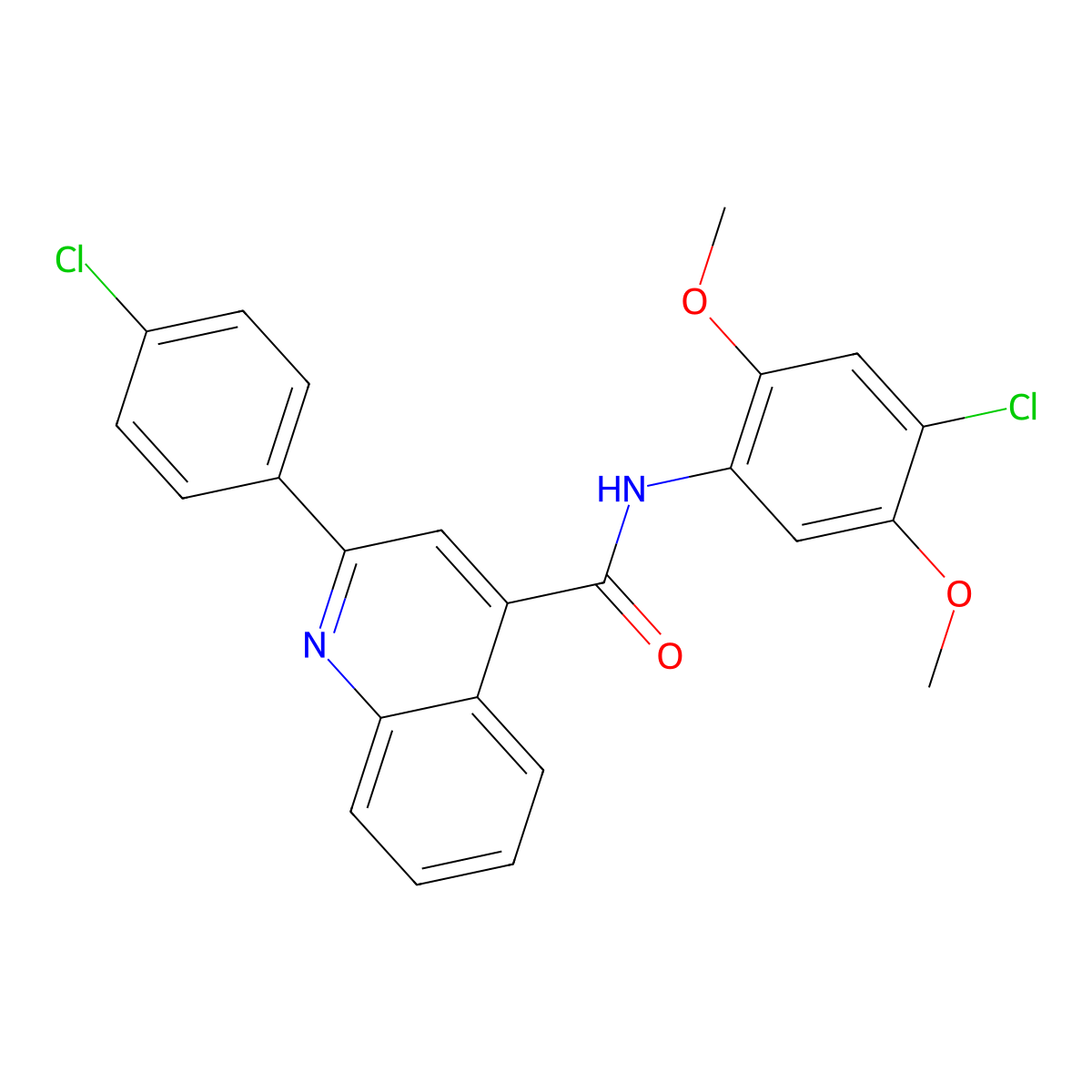 N-(4-chloro-2,5-dimethoxyphenyl)-2-(4-chlorophenyl)-4-quinolinecarboxamide molecular structure, CAS 438454-80-9