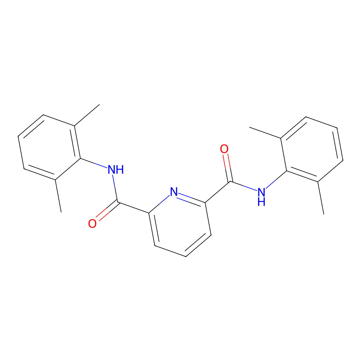 2-N,6-N-bis(2,6-dimethylphenyl)pyridine-2,6-dicarboxamide molecular structure, CAS 438454-86-5