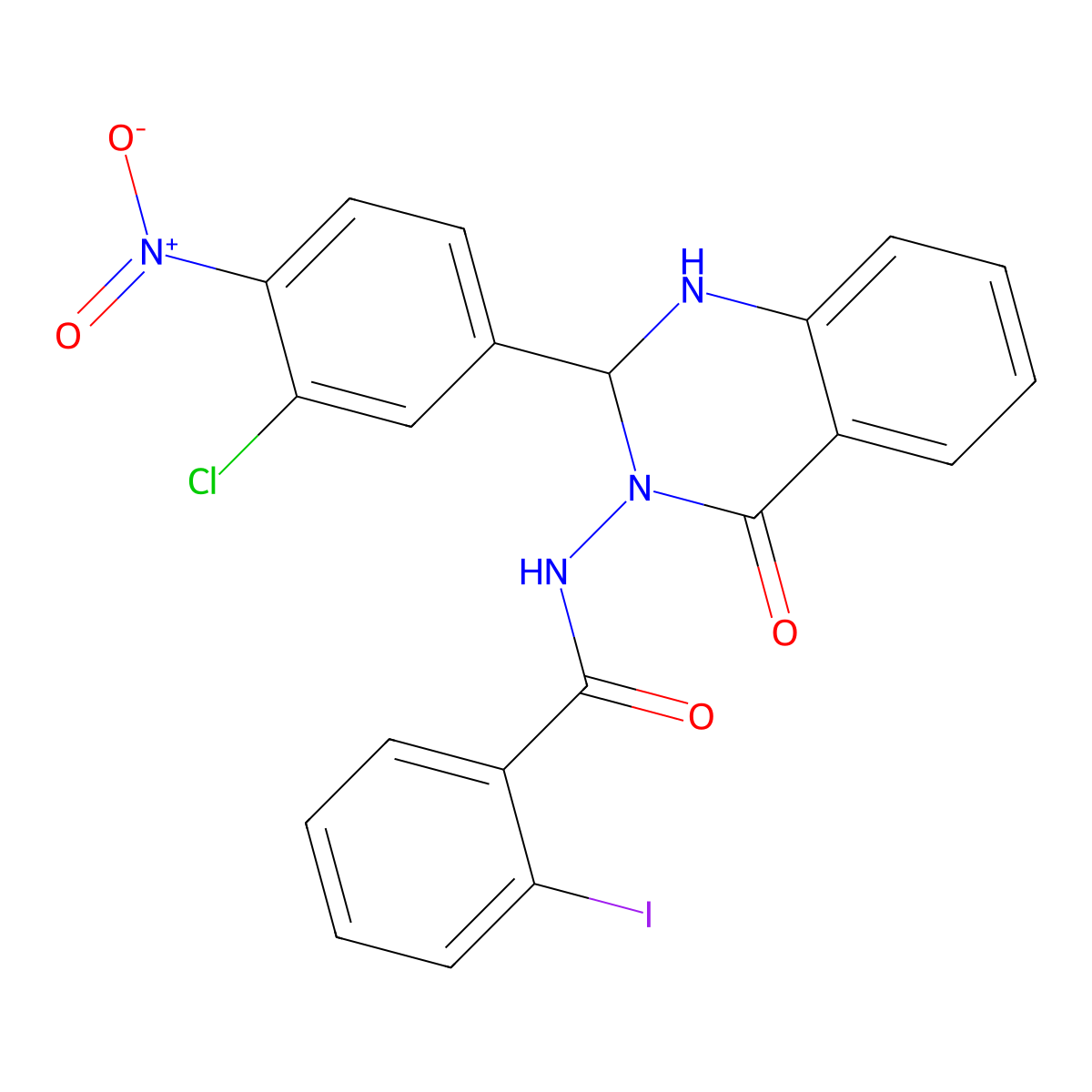 N-[2-(3-chloro-4-nitrophenyl)-4-oxo-1,2-dihydroquinazolin-3-yl]-2-iodobenzamide molecular structure, CAS 438454-95-6