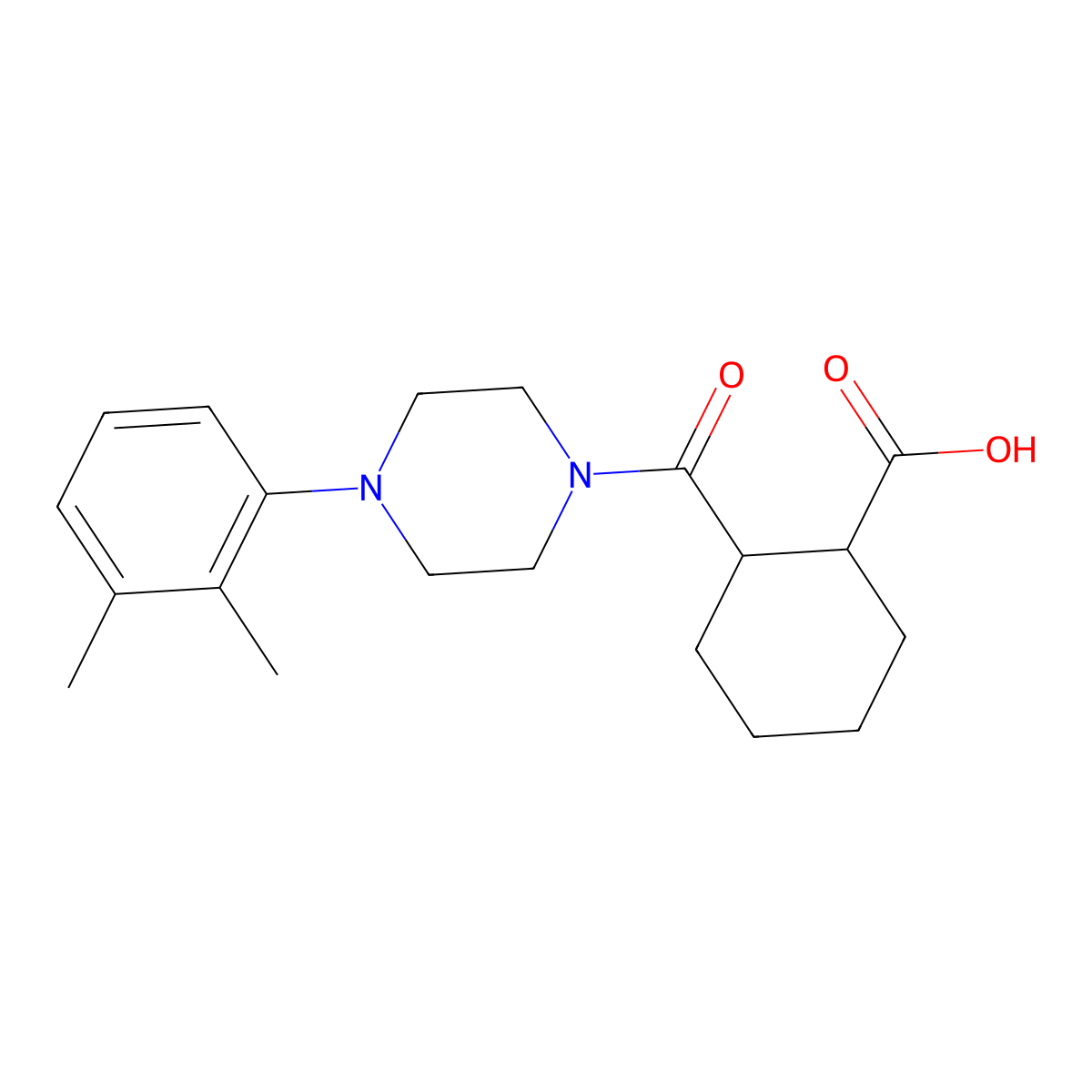 2-[4-(2,3-dimethylphenyl)piperazine-1-carbonyl]cyclohexane-1-carboxylic Acid molecular structure, CAS 438455-08-4