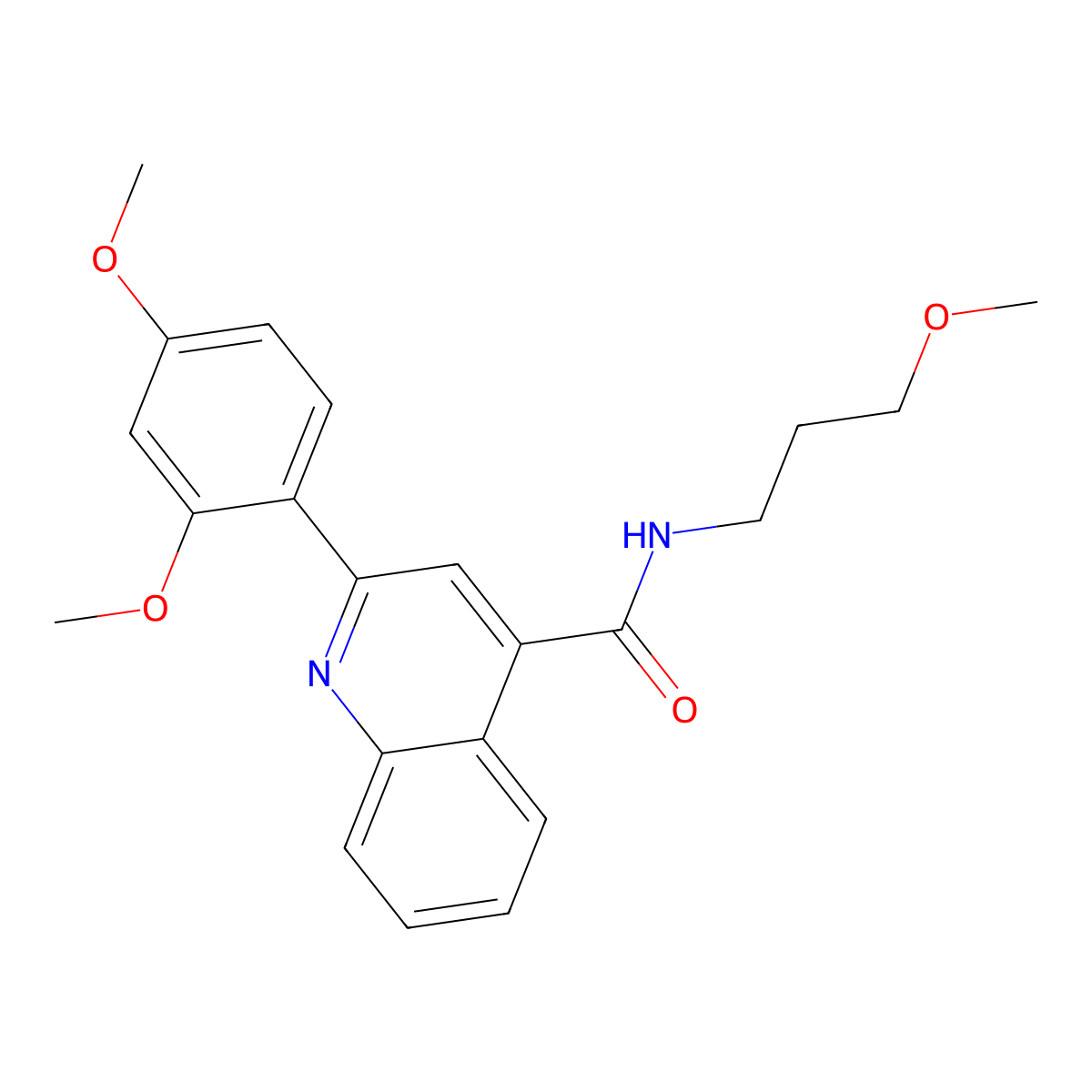 2-(2,4-dimethoxyphenyl)-N-(3-methoxypropyl)quinoline-4-carboxamide molecular structure, CAS 438455-16-4