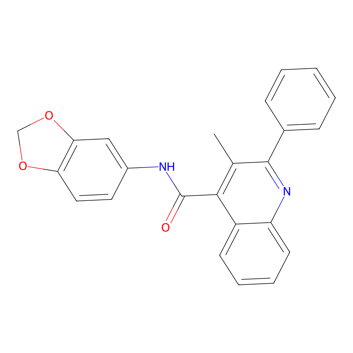 N-(1,3-benzodioxol-5-yl)-3-methyl-2-phenylquinoline-4-carboxamide molecular structure, CAS 438455-65-3
