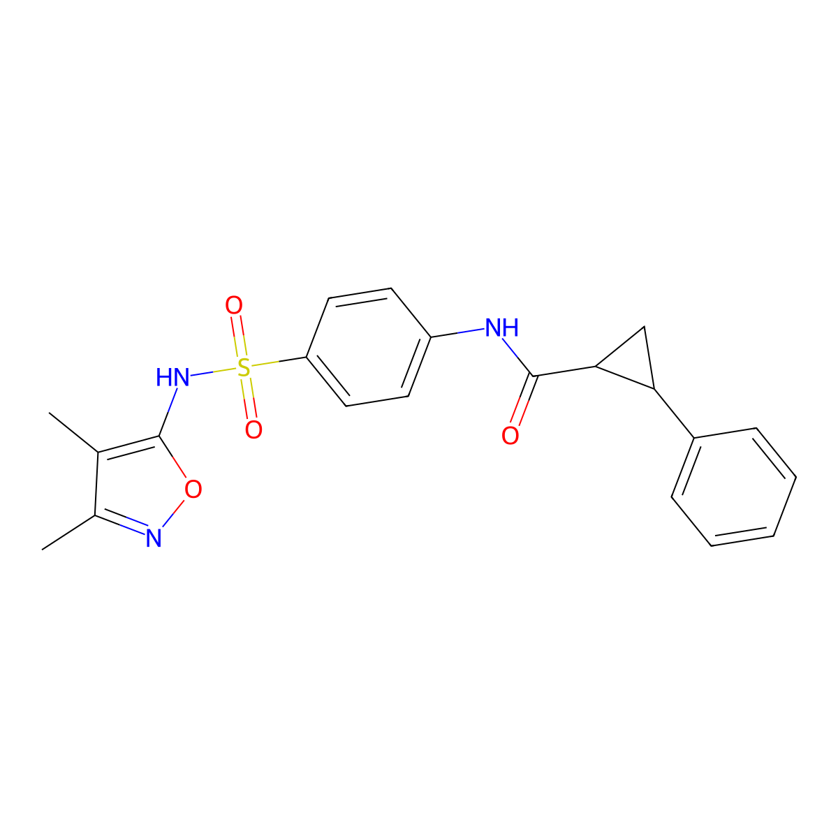 N-[4-[(3,4-dimethyl-1,2-oxazol-5-yl)sulfamoyl]phenyl]-2-phenylcyclopropane-1-carboxamide molecular structure, CAS 438455-68-6