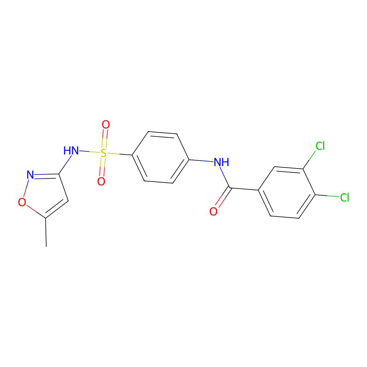 3,4-dichloro-N-[4-[(5-methyl-1,2-oxazol-3-yl)sulfamoyl]phenyl]benzamide molecular structure, CAS 438455-81-3