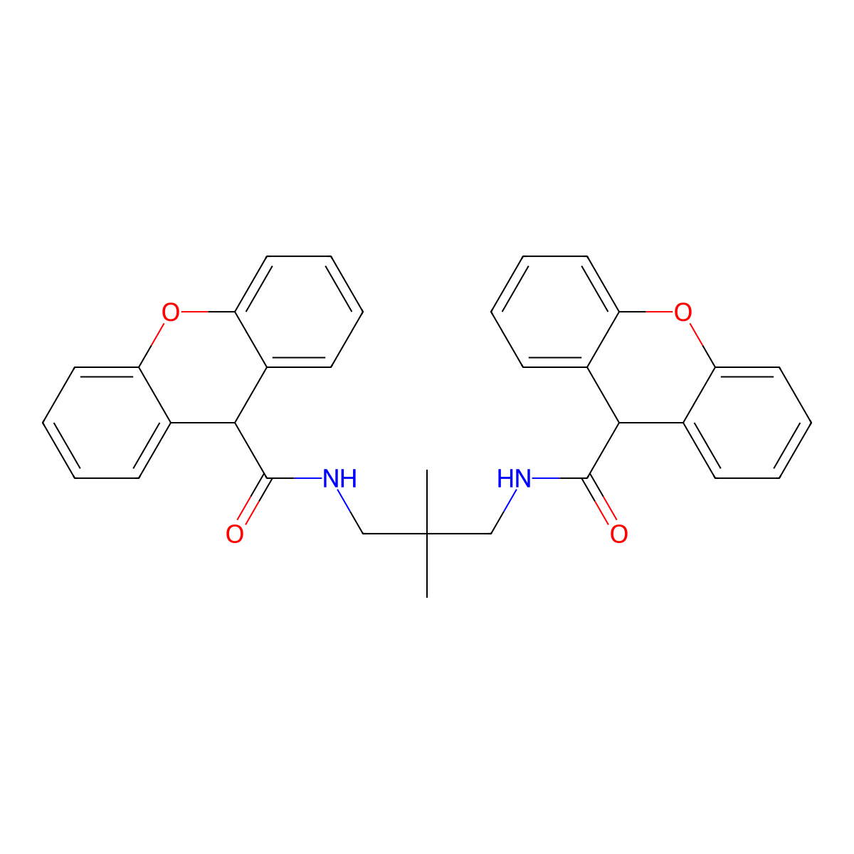 N-[2,2-dimethyl-3-(9H-xanthene-9-carbonylamino)propyl]-9H-xanthene-9-carboxamide molecular structure, CAS 438455-87-9