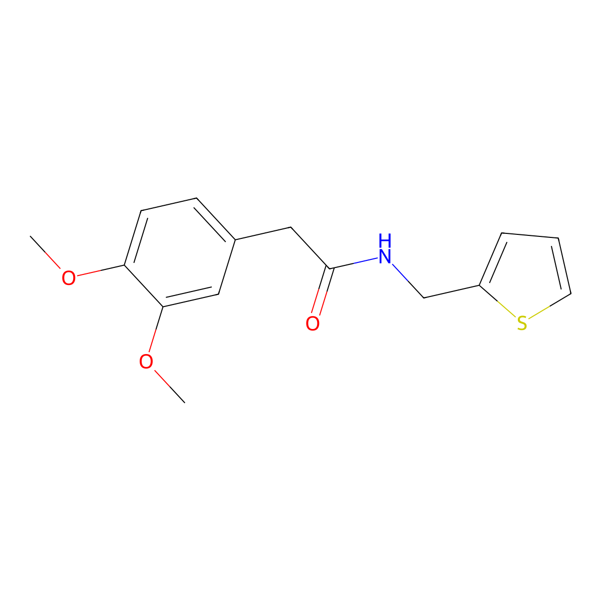 2-(3,4-dimethoxyphenyl)-N-(2-thienylmethyl)acetamide molecular structure, CAS 438455-90-4