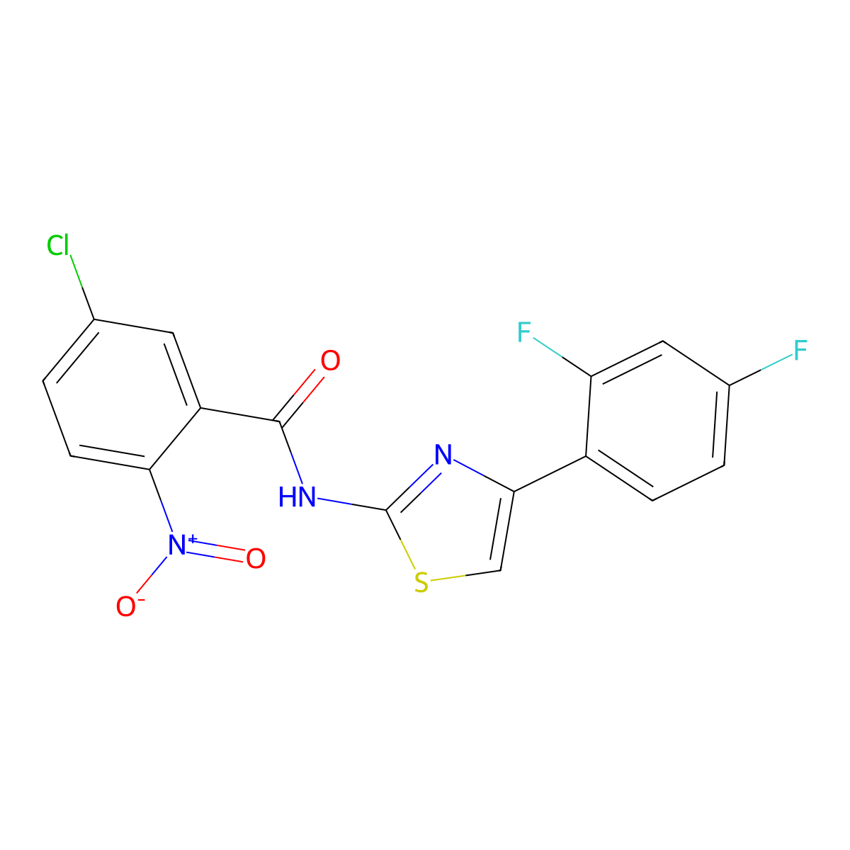 5-chloro-N-[4-(2,4-difluorophenyl)-1,3-thiazol-2-yl]-2-nitrobenzamide molecular structure, CAS 438455-96-0