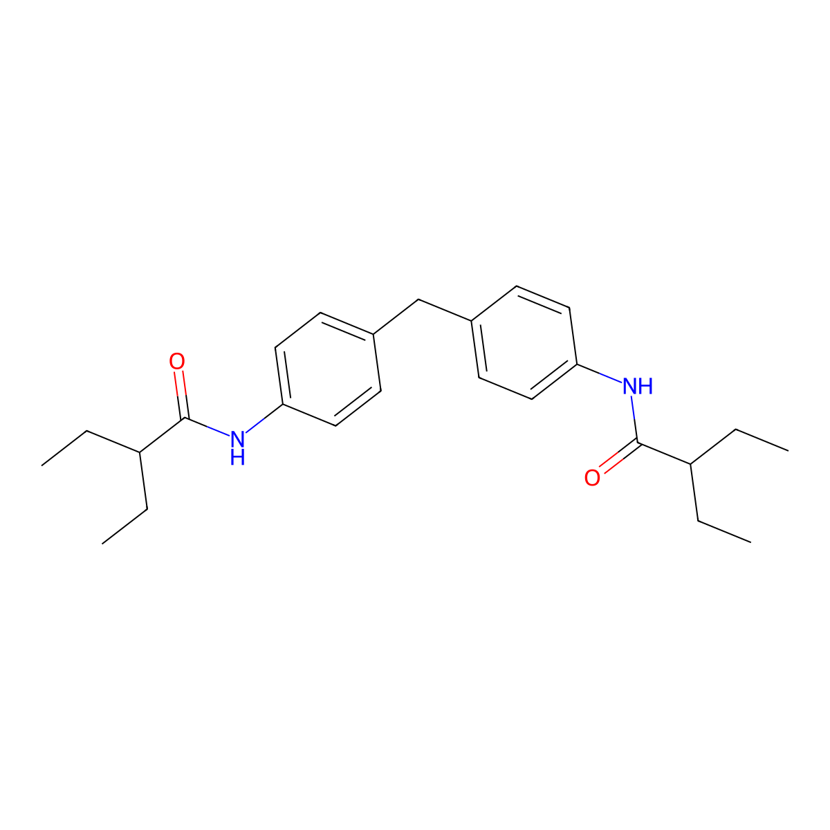 2-ethyl-N-[4-[[4-(2-ethylbutanoylamino)phenyl]methyl]phenyl]butanamide molecular structure, CAS 438456-46-3