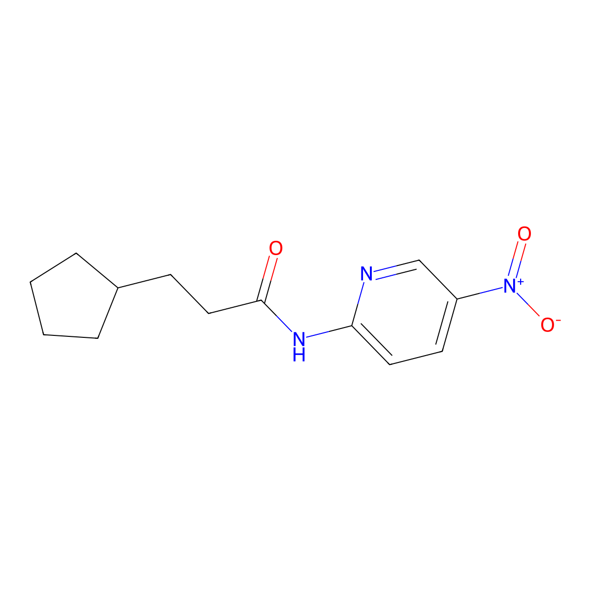 3-cyclopentyl-N-(5-nitropyridin-2-yl)propanamide molecular structure, CAS 438456-54-3