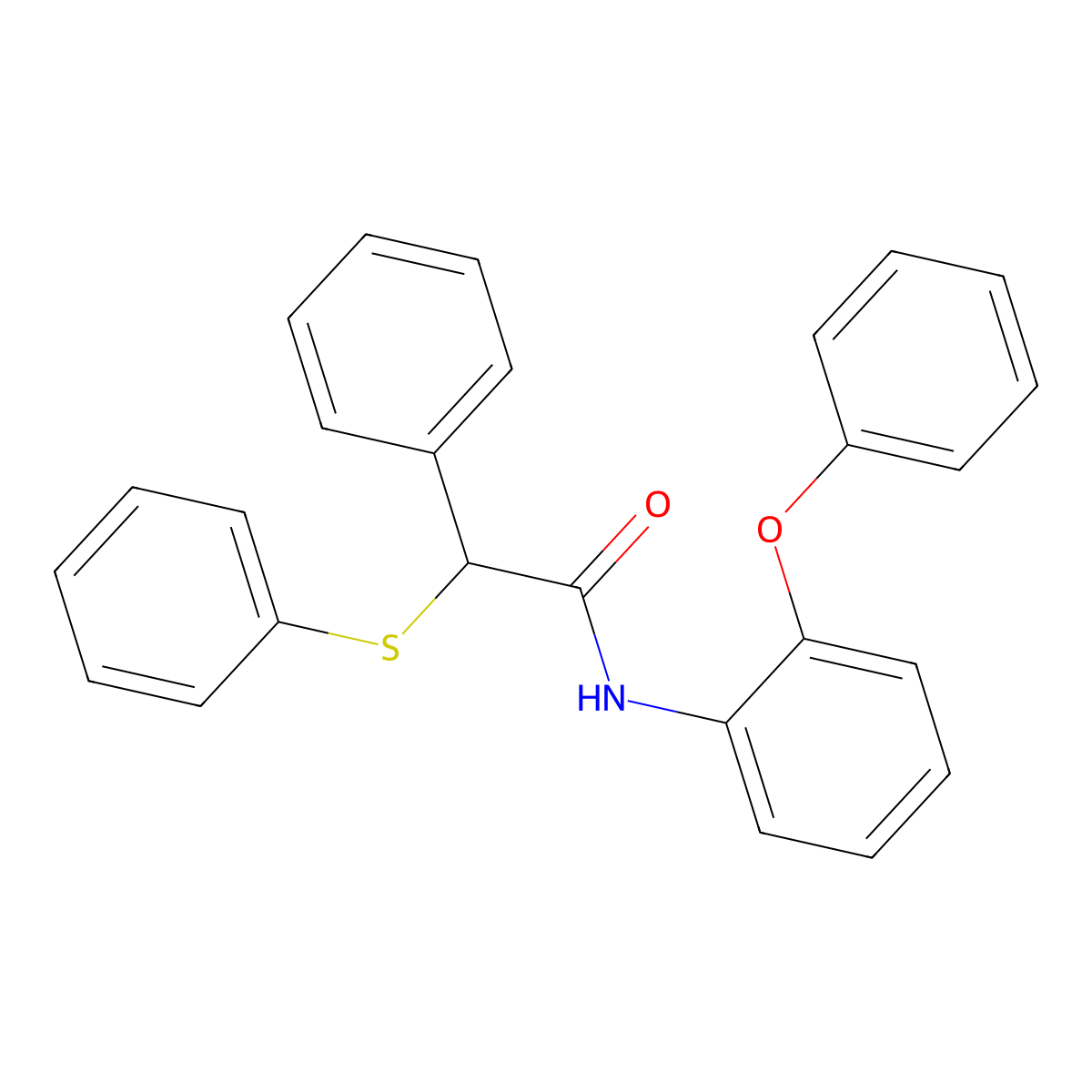 N-(2-phenoxyphenyl)-2-phenyl-2-(phenylsulfanyl)acetamide molecular structure, CAS 438456-61-2