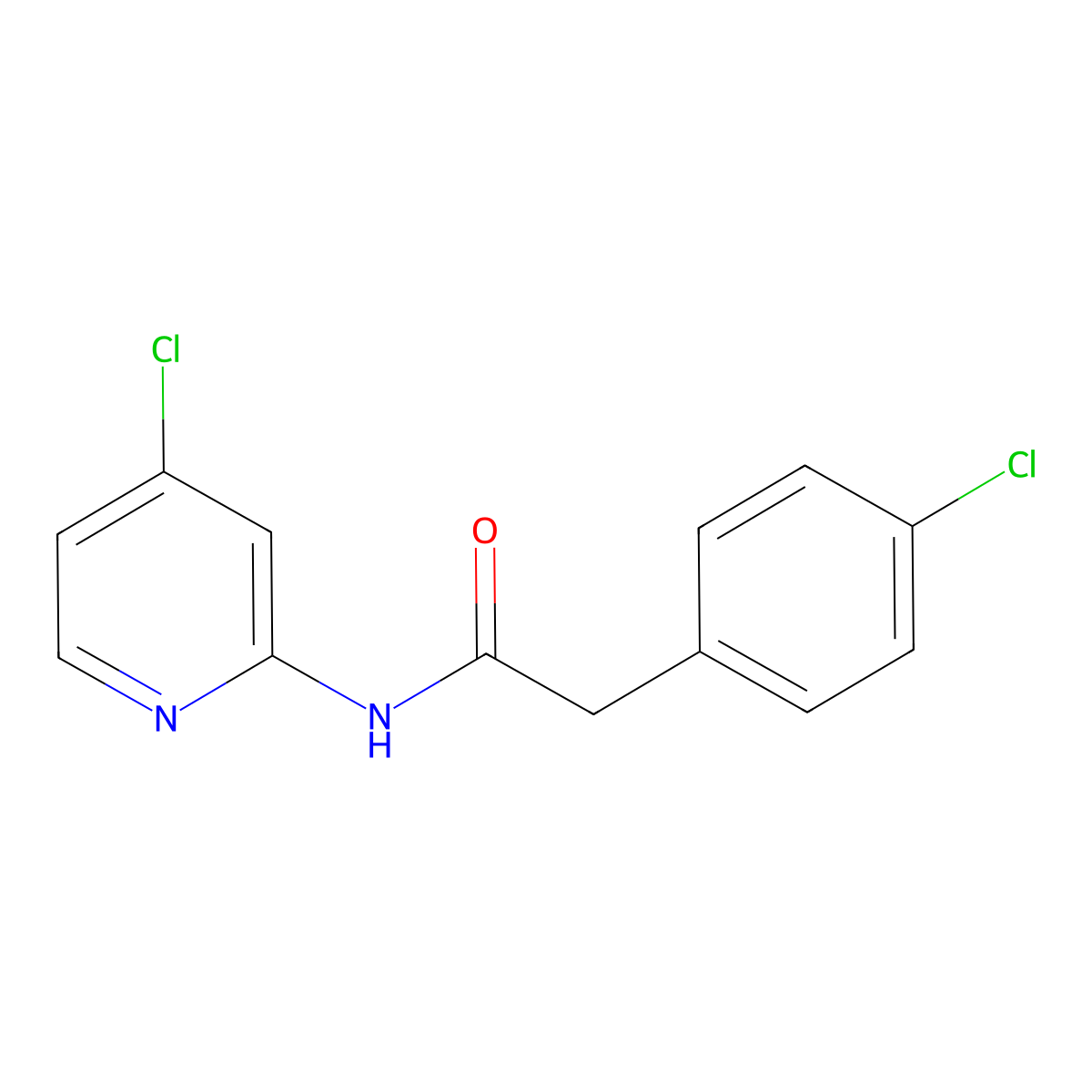 2-(4-chlorophenyl)-N-(4-chloropyridin-2-yl)acetamide molecular structure, CAS 438456-85-0