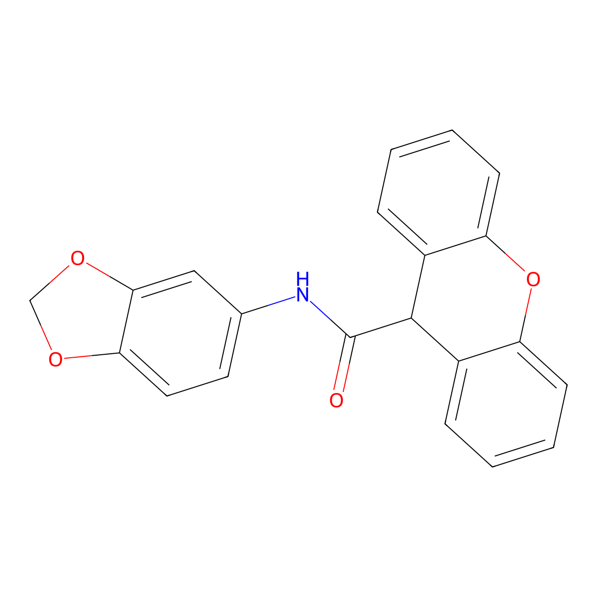 N-(1,3-benzodioxol-5-yl)-9H-xanthene-9-carboxamide molecular structure, CAS 438456-86-1