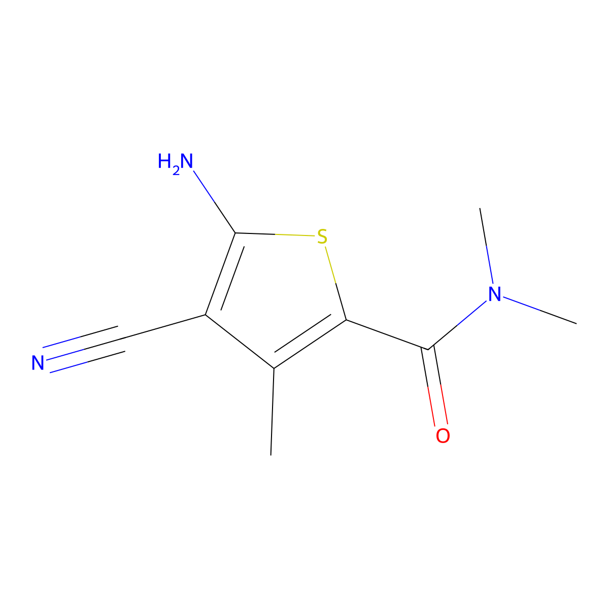 5-amino-4-cyano-N,N,3-trimethylthiophene-2-carboxamide molecular structure, CAS 438457-01-3