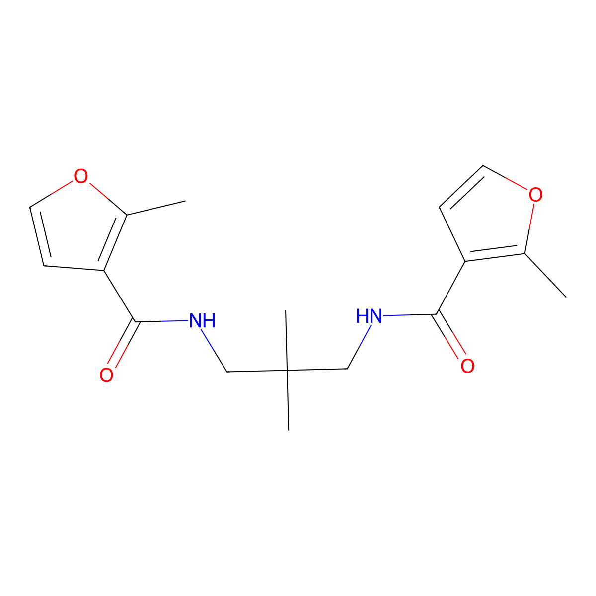 N-[2,2-dimethyl-3-[(2-methylfuran-3-carbonyl)amino]propyl]-2-methylfuran-3-carboxamide molecular structure, CAS 438457-05-7