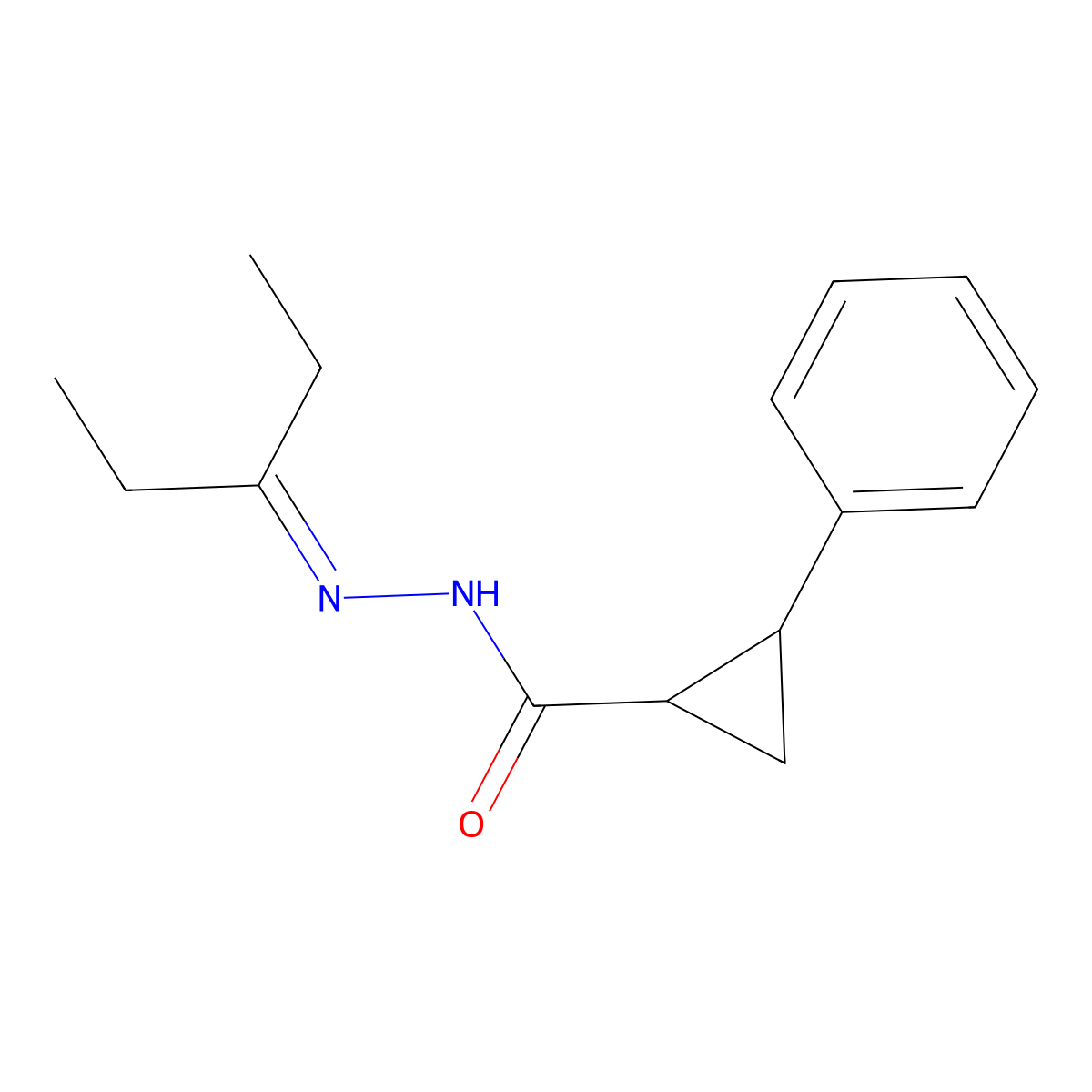 N'-(1-ethylpropylidene)-2-phenylcyclopropanecarbohydrazide molecular structure, CAS 438457-07-9