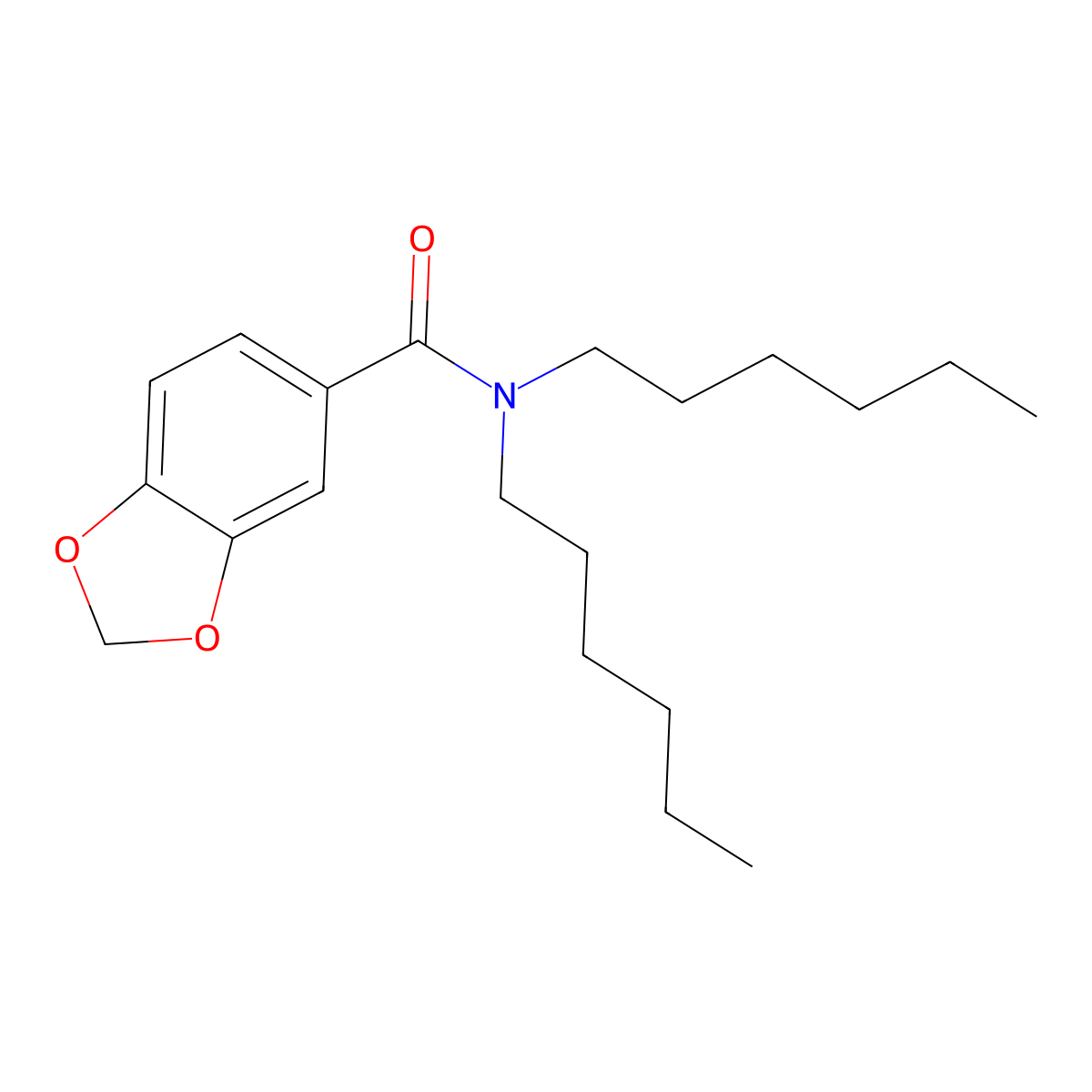 N,N-Dihexyl-1,3-benzodioxole-5-carboxamide molecular structure, CAS 438457-12-6