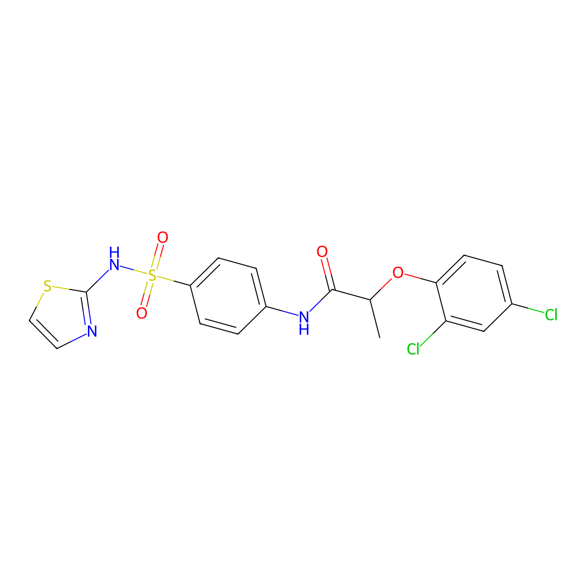 2-(2,4-dichlorophenoxy)-N-[4-(1,3-thiazol-2-ylsulfamoyl)phenyl]propanamide molecular structure, CAS 438457-18-2