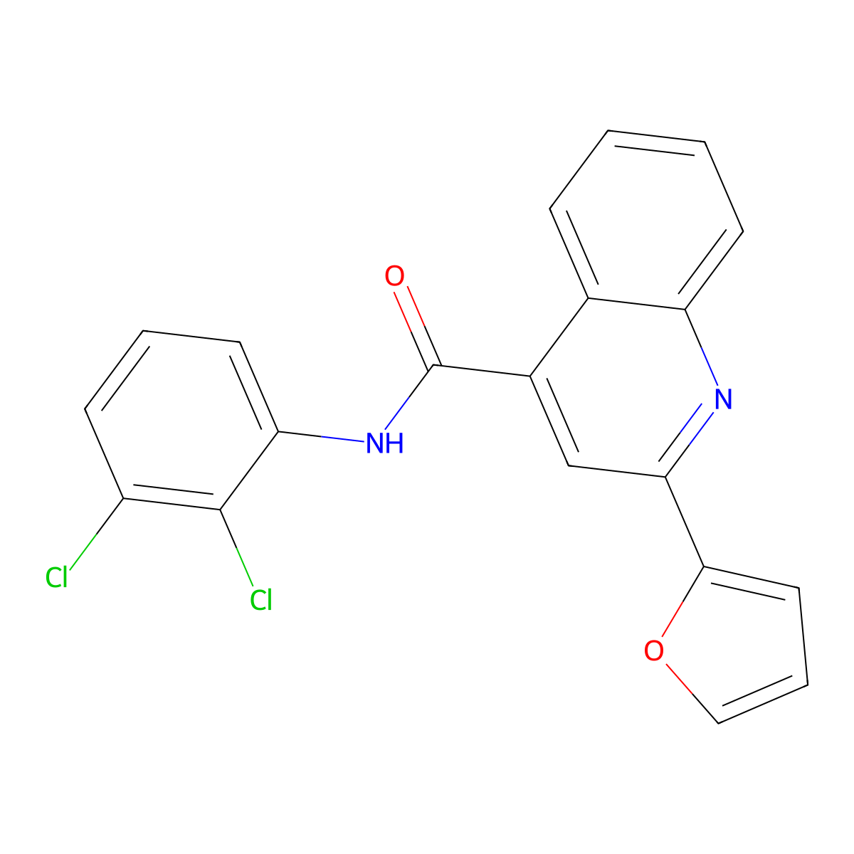 N-(2,3-dichlorophenyl)-2-(2-furyl)-4-quinolinecarboxamide molecular structure, CAS 438457-19-3