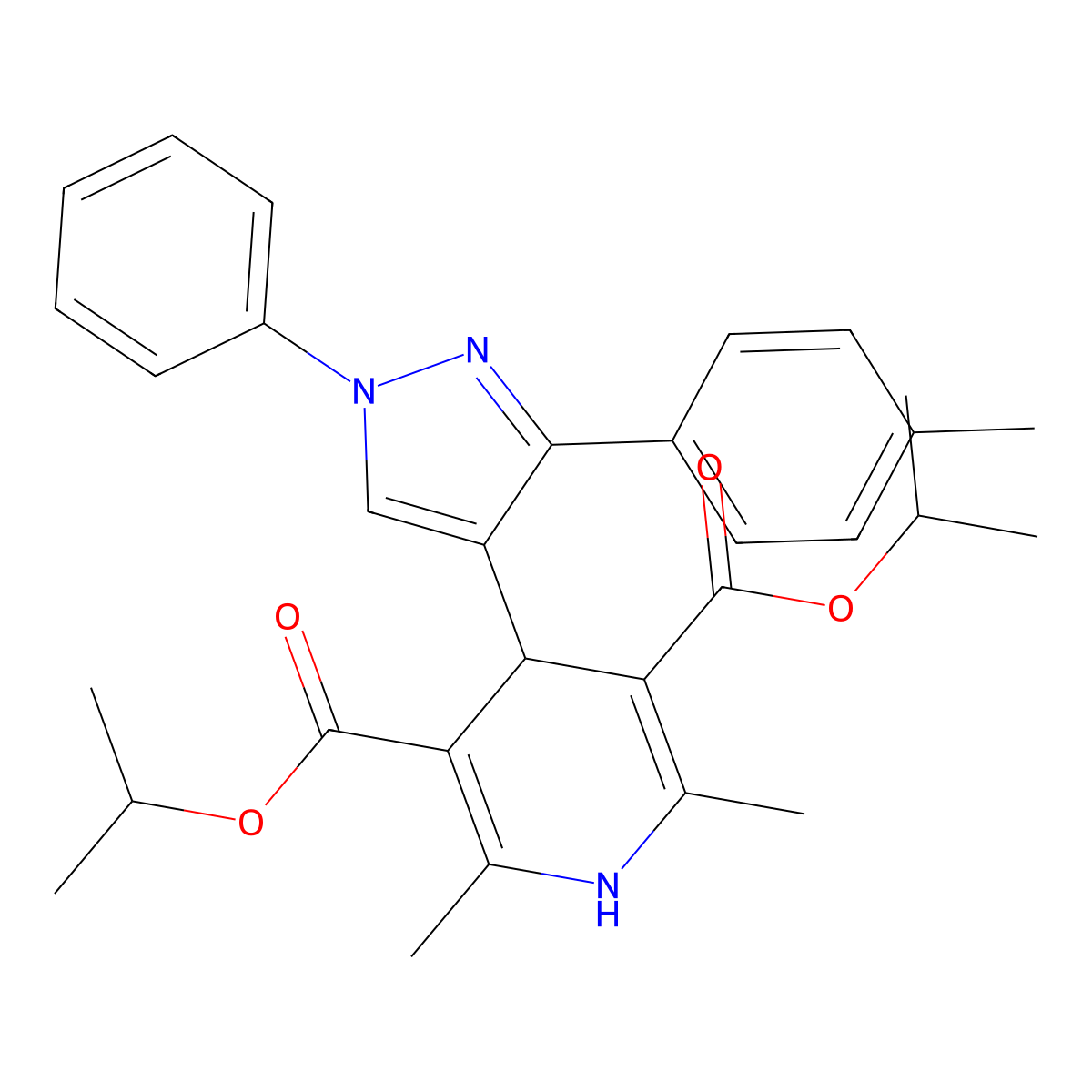 Diisopropyl 2,6-dimethyl-4-[3-(4-methylphenyl)-1-phenyl-1H-pyrazol-4-YL]-1,4-dihydro-3,5-pyridinedicarboxylate molecular structure, CAS 438458-48-1