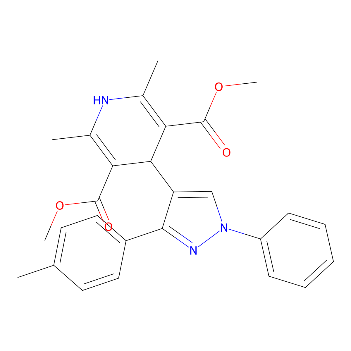 dimethyl 2,6-dimethyl-4-[3-(4-methylphenyl)-1-phenyl-1H-pyrazol-4-yl]-1,4-dihydropyridine-3,5-dicarboxylate molecular structure, CAS 438458-68-5