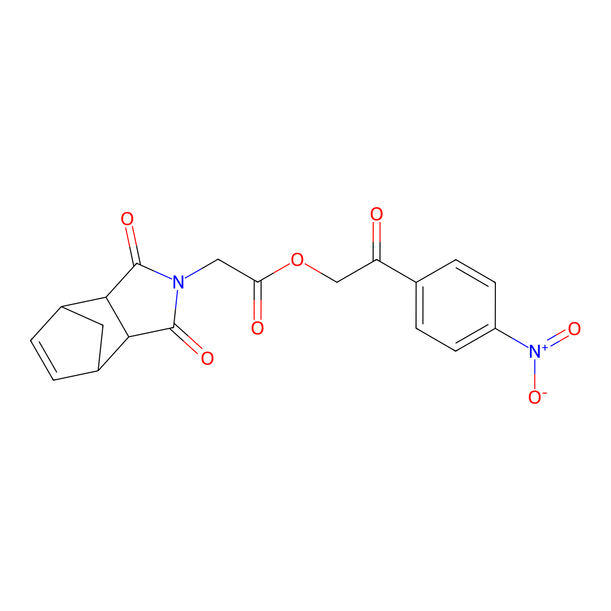 2-(4-nitrophenyl)-2-oxoethyl (1,3-dioxo-1,3,3a,4,7,7a-hexahydro-2H-4,7-methanoisoindol-2-yl)acetate molecular structure, CAS 438461-94-0