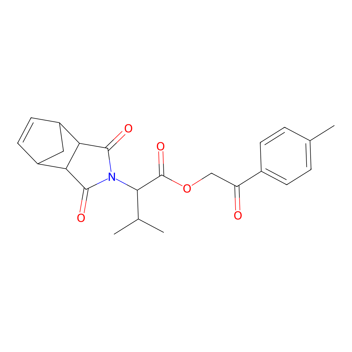 2-(4-methylphenyl)-2-oxoethyl 2-(1,3-dioxo-1,3,3a,4,7,7a-hexahydro-2H-4,7-methanoisoindol-2-yl)-3-methylbutanoate molecular structure, CAS 438462-01-2
