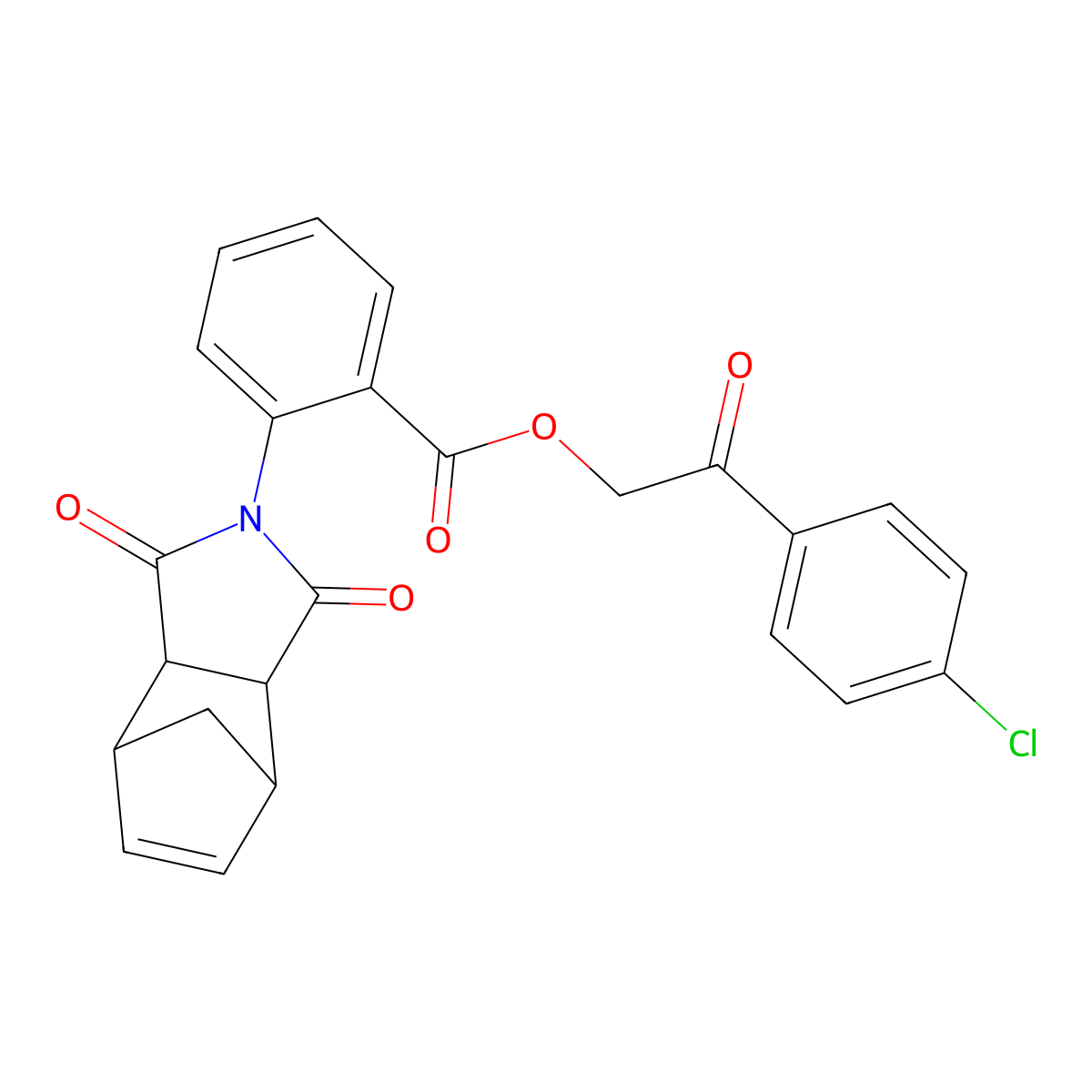 2-(4-chlorophenyl)-2-oxoethyl 2-(1,3-dioxo-1,3,3a,4,7,7a-hexahydro-2H-4,7-methanoisoindol-2-yl)benzoate molecular structure, CAS 438462-04-5