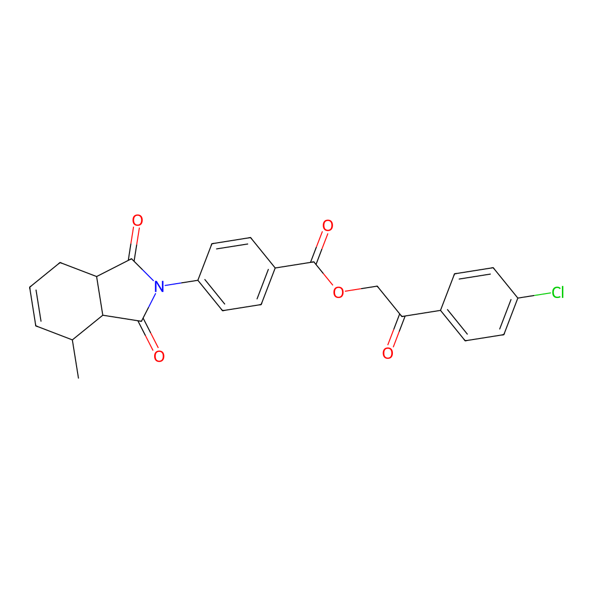 2-(4-chlorophenyl)-2-oxoethyl 4-(4-methyl-1,3-dioxo-1,3,3a,4,7,7a-hexahydro-2H-isoindol-2-yl)benzoate molecular structure, CAS 438462-12-5