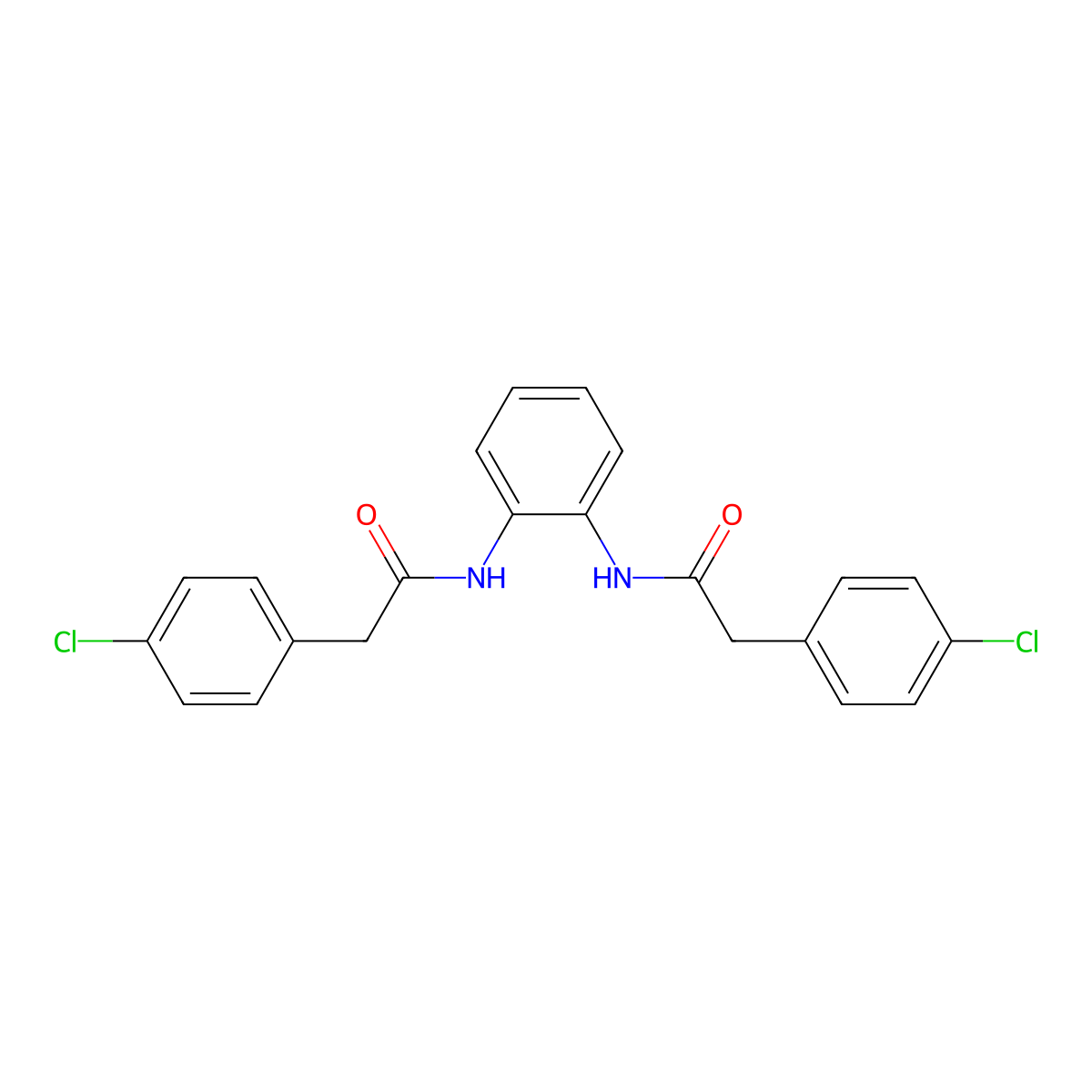 2-(4-chlorophenyl)-N-[2-[[2-(4-chlorophenyl)acetyl]amino]phenyl]acetamide molecular structure, CAS 438463-14-0