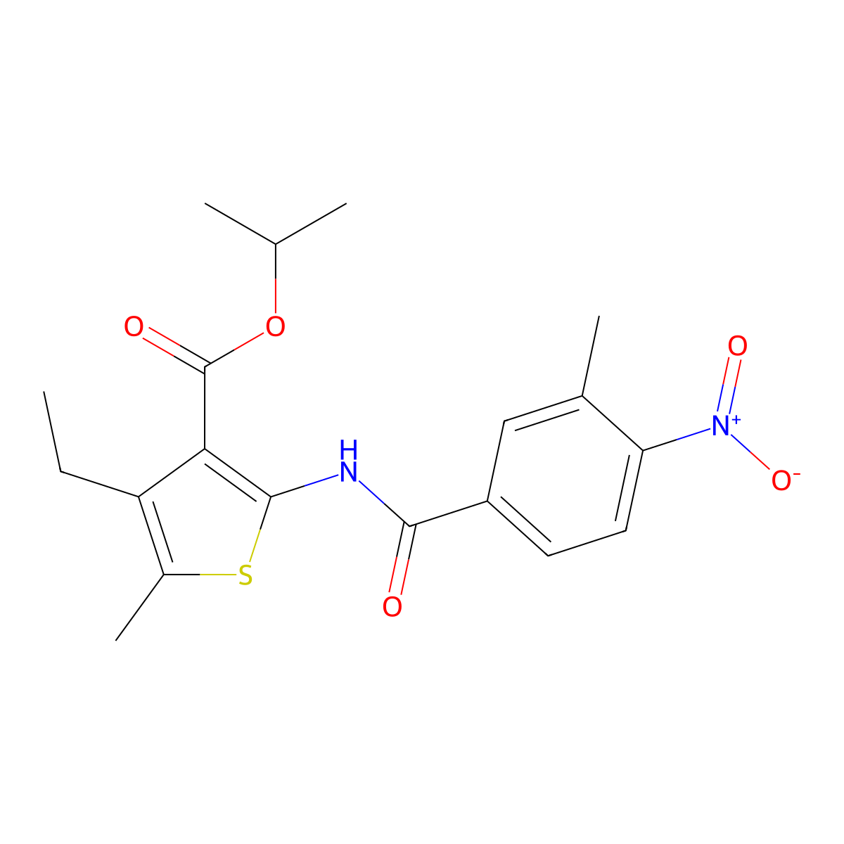 Propan-2-yl 4-ethyl-5-methyl-2-[(3-methyl-4-nitrobenzoyl)amino]thiophene-3-carboxylate molecular structure, CAS 438463-85-5