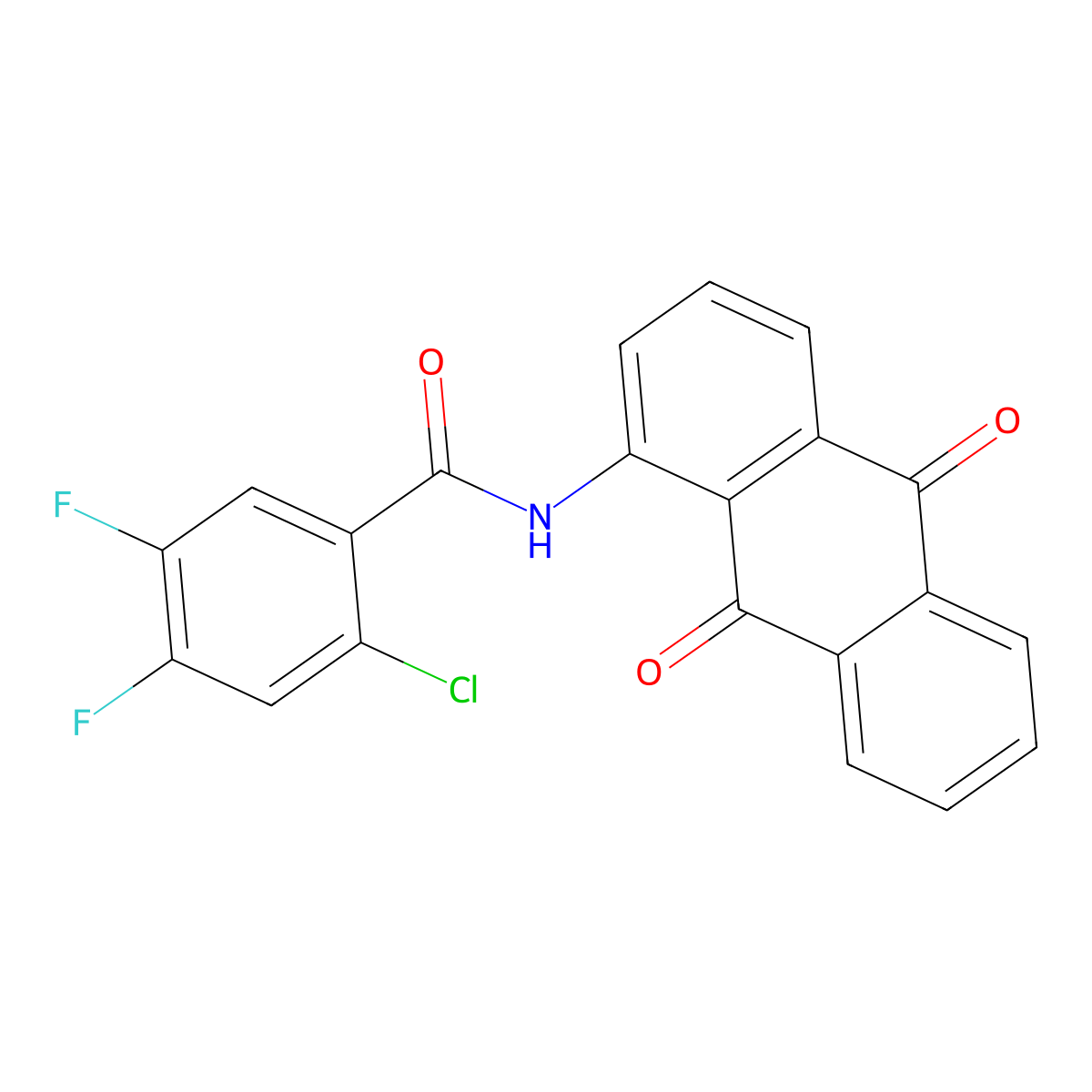 2-chloro-N-(9,10-dioxoanthracen-1-yl)-4,5-difluorobenzamide molecular structure, CAS 438463-99-1