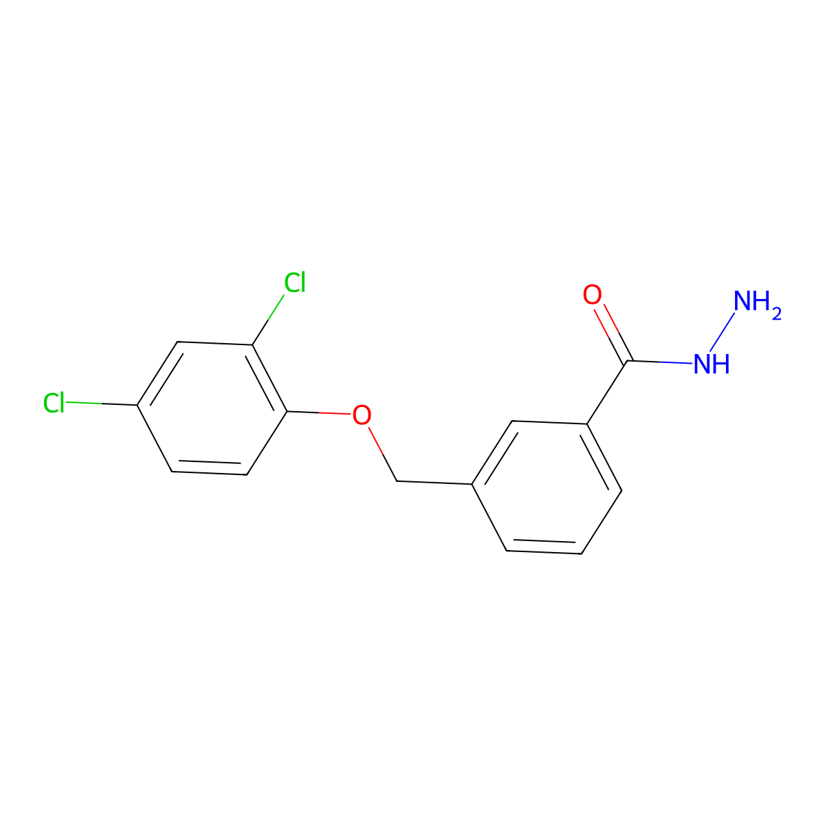 3-[(2,4-Dichlorophenoxy)methyl]benzohydrazide molecular structure, CAS 438464-14-3