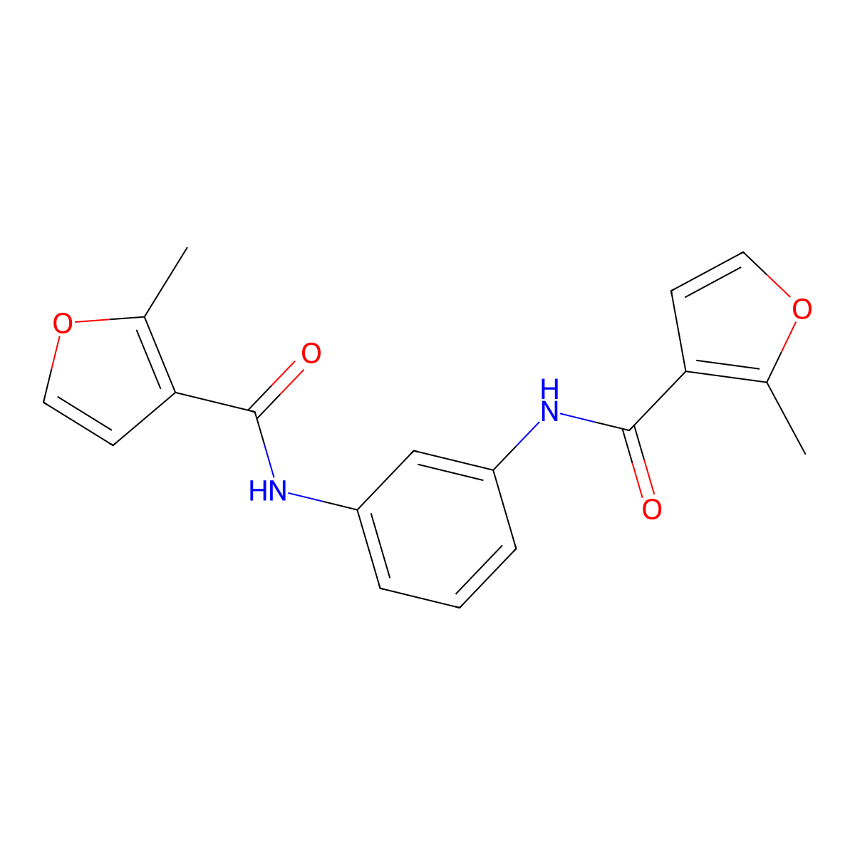 2-methyl-N-[3-[(2-methylfuran-3-carbonyl)amino]phenyl]furan-3-carboxamide molecular structure, CAS 438464-16-5