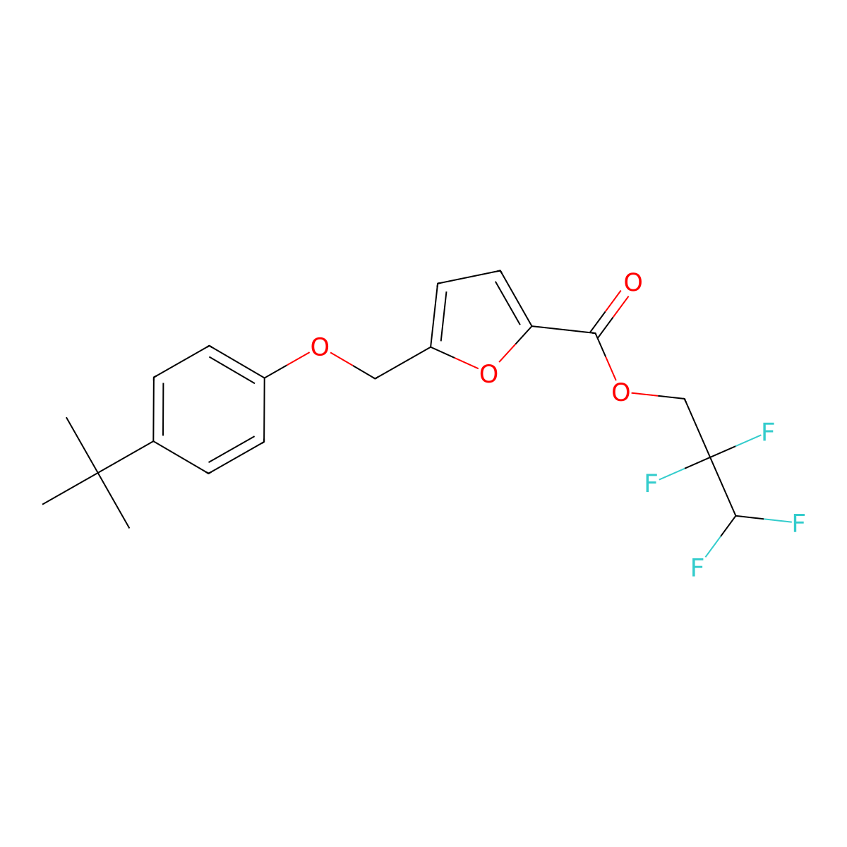 2,2,3,3-Tetrafluoropropyl 5-[(4-tert-butylphenoxy)methyl]furan-2-carboxylate molecular structure, CAS 438464-17-6