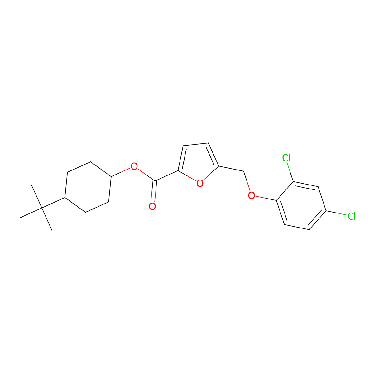 4-Tert-butylcyclohexyl 5-[(2,4-dichlorophenoxy)methyl]-2-furoate molecular structure, CAS 438464-62-1