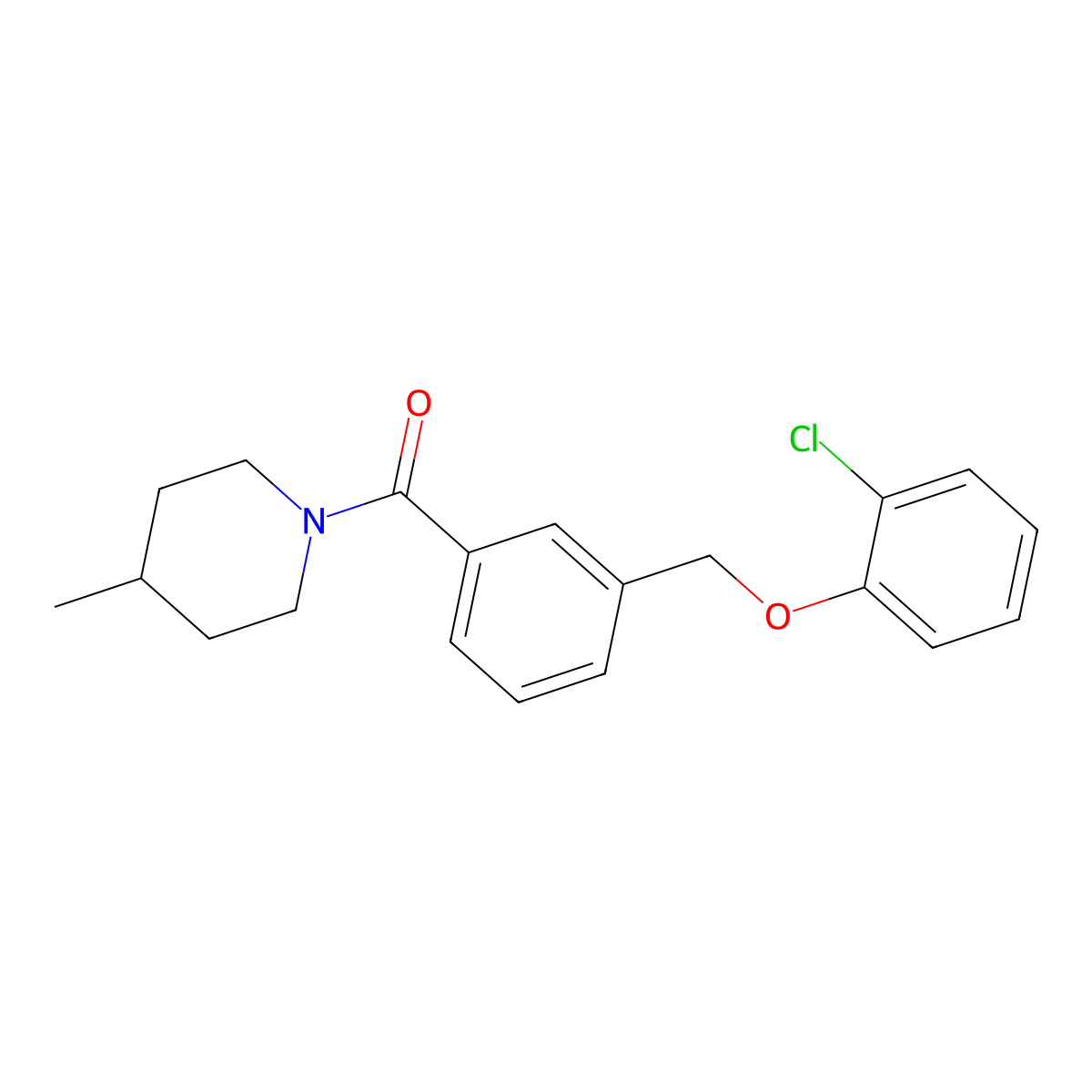 [3-[(2-Chlorophenoxy)methyl]phenyl]-(4-methylpiperidin-1-yl)methanone molecular structure, CAS 438464-63-2